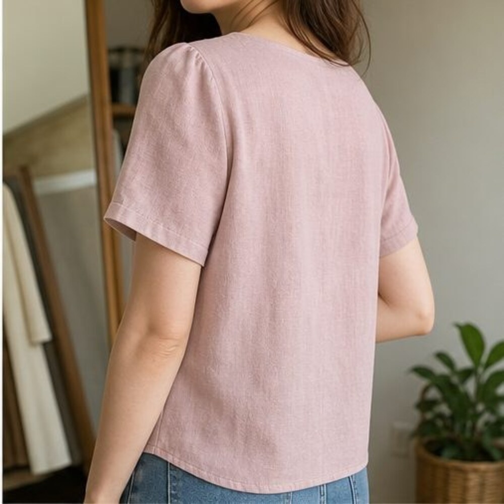 Blush Tie Neck Blouse - Picture 3 of 6